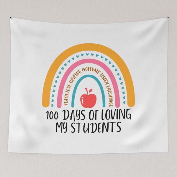 Item preview, 100 days of school (black text)- 100 days of loving my students - teacher - kindergarten, preschool, elementary, middle school designed and sold by CaitU.