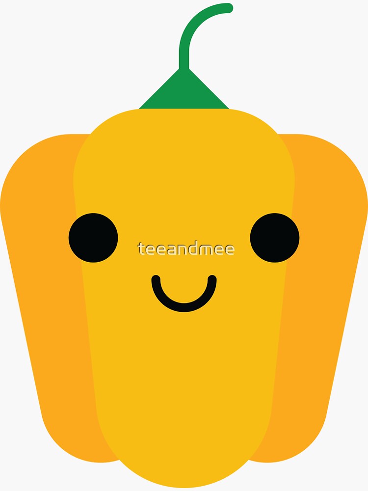 "Bell pepper Emoji Happy Smiling Face" Sticker by teeandmee Redbubble