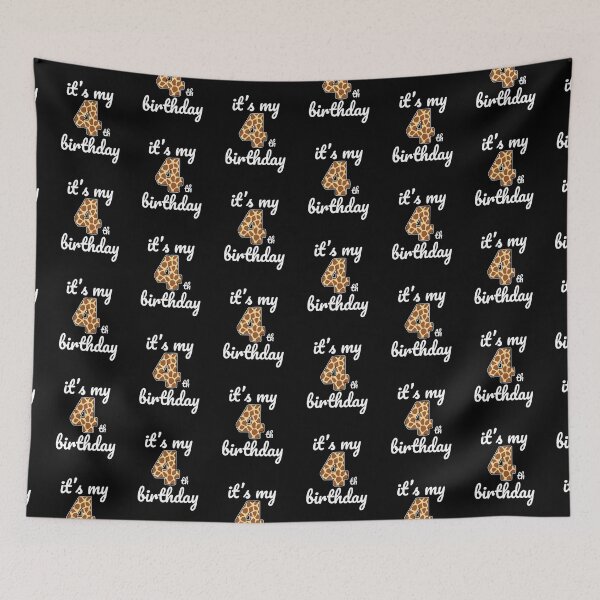 Item preview, Its my birthday, 4th Birthday Giraffe Print, Kid Giraffe 4th Birthday, 4 Years Old Wild Animal, Number Four Safari Zoo designed and sold by singRsong.