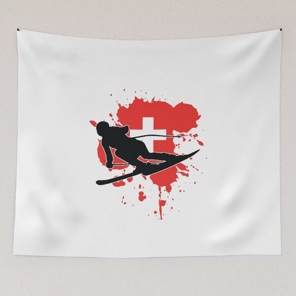 Item preview, Switzerland Flag Skier - Alpine Skiing designed and sold by Falassion.
