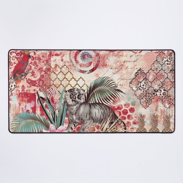 Item preview, Fancy Tiger Fantasy Mixed Media Art Red designed and sold by artsandsoul.