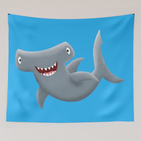 Item preview, Funny cute hammerhead shark cartoon illustration designed and sold by FrogFactory.