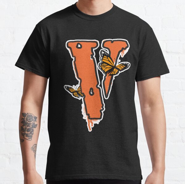 orange and white vlone shirt