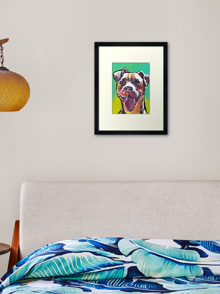 Pitbull Dog Bright Colorful Pop Dog Art Framed Art Print By Bentnotbroken11 Redbubble