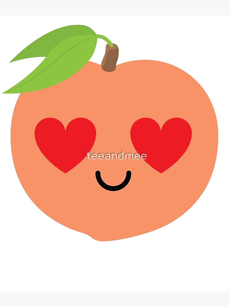 "Peach Emoji Heart and Love Eye" Metal Print by teeandmee Redbubble