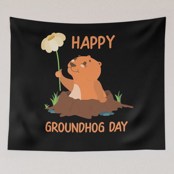 Item preview, Happy Groundhog Day - Funny Woodchuck With Flower  designed and sold by SamirBeydoun.
