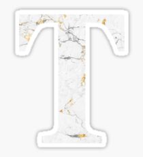 Tau - Gold Foiled White Marble Sticker