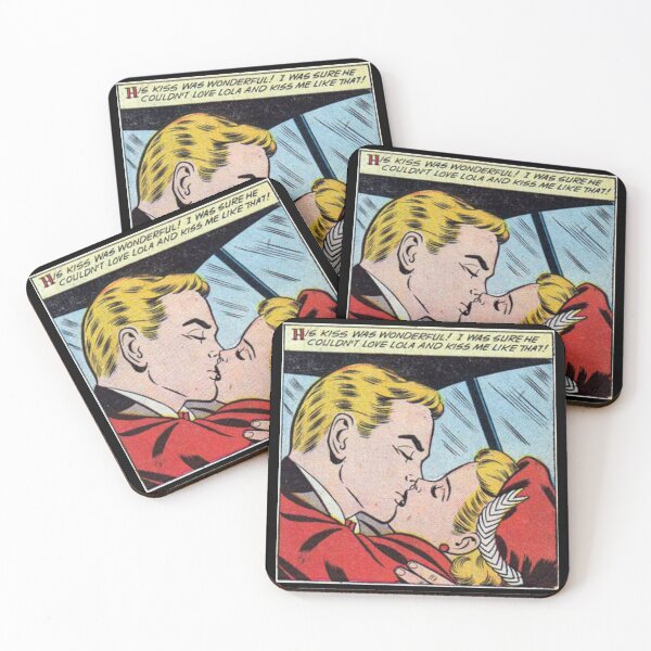Item preview, Vintage romance comic strip kiss design designed and sold by SwnCreations.