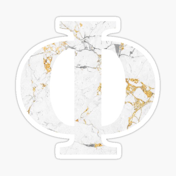 Phi - Gold Foil White Marble Sticker