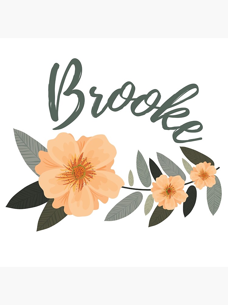 brooke-name-with-pretty-flowers-name-design-orange-and-green-plants