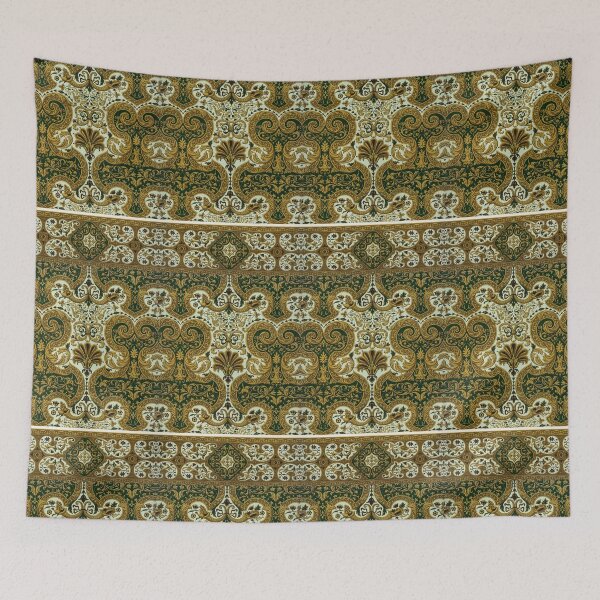 Item preview, Boho oriental pattern in gold and green colors, from L'ornement Polychrome (1888) by Albert Racinet designed and sold by KaterinaLog.