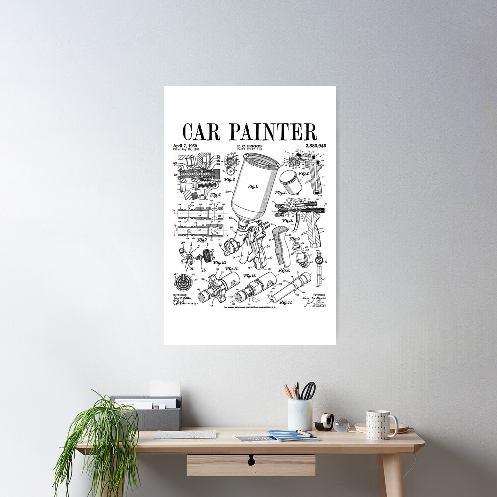 Car Automotive Painter Paint Spray Gun Vintage Patent Print | Poster