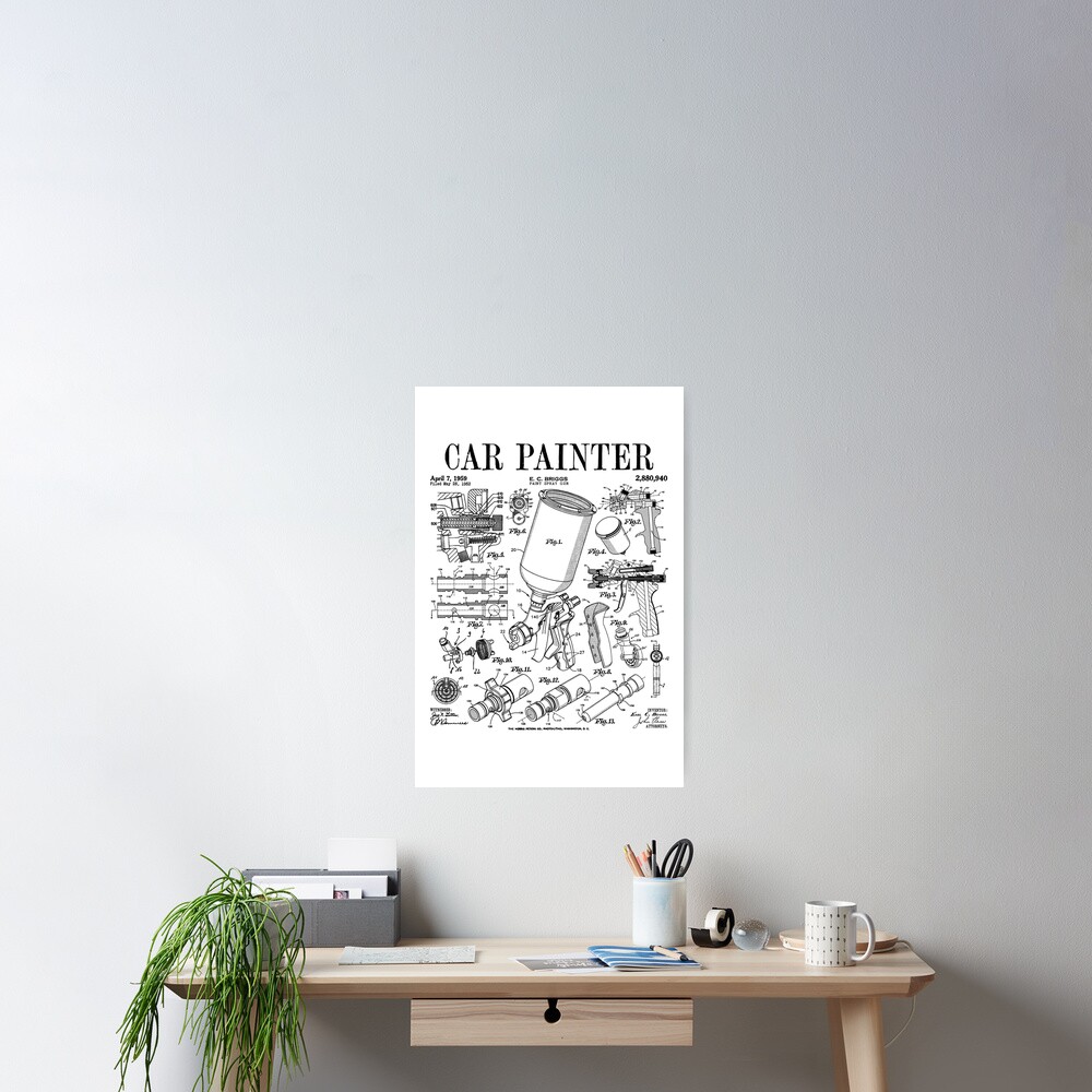 Car Automotive Painter Paint Spray Gun Vintage Patent Print Sticker for  Sale by GrandeDuc