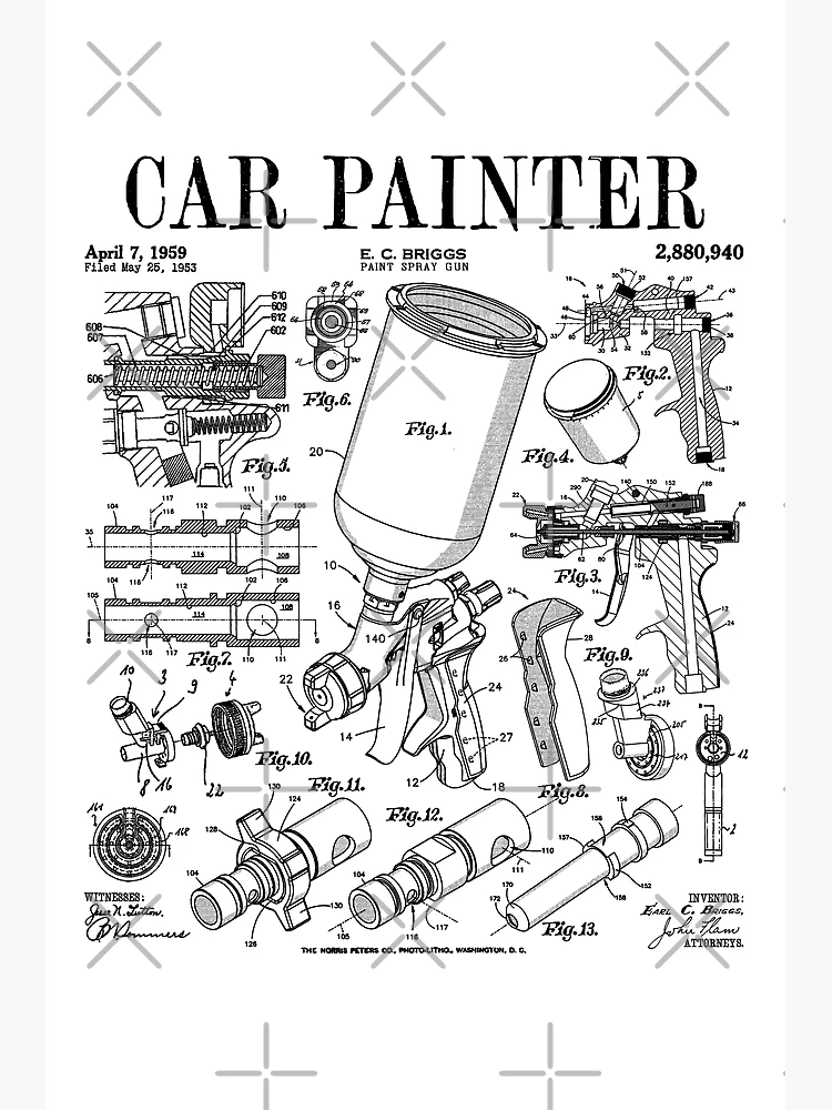 Car Automotive Painter Paint Spray Gun Vintage Patent Print Coffee Mug for  Sale by GrandeDuc