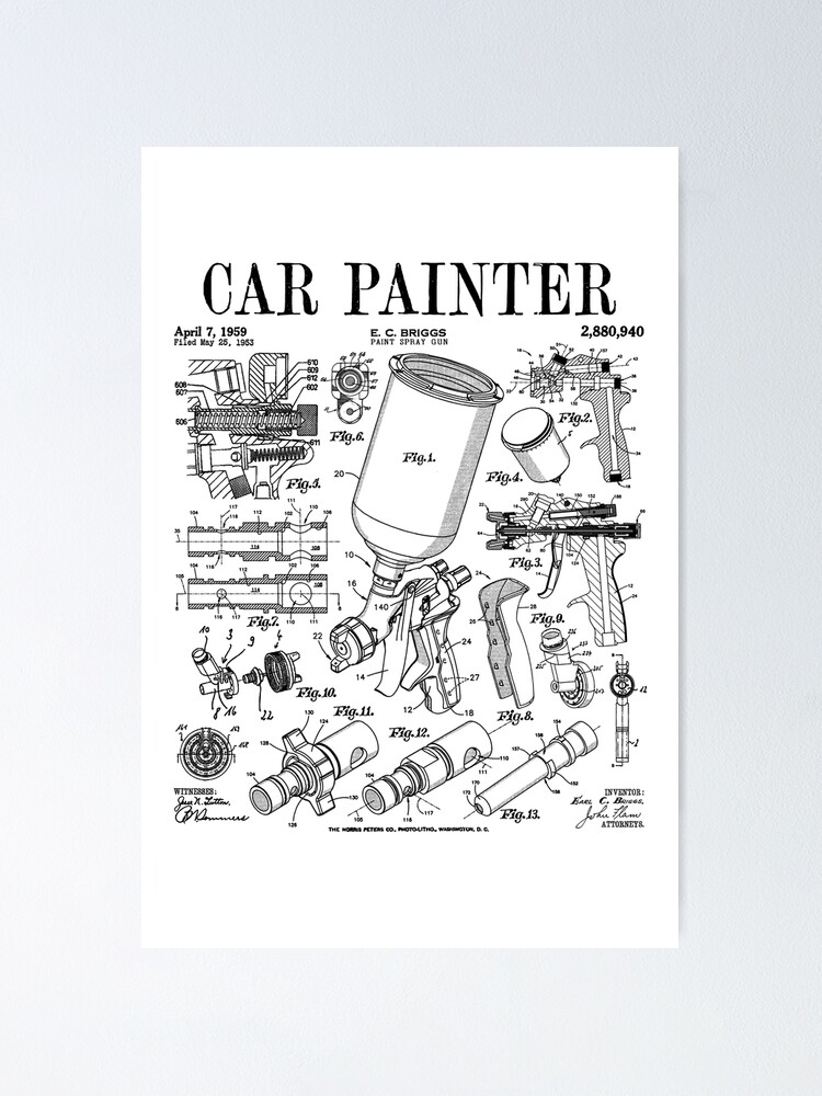 Car Automotive Painter Paint Spray Gun Vintage Patent Print | Canvas Print