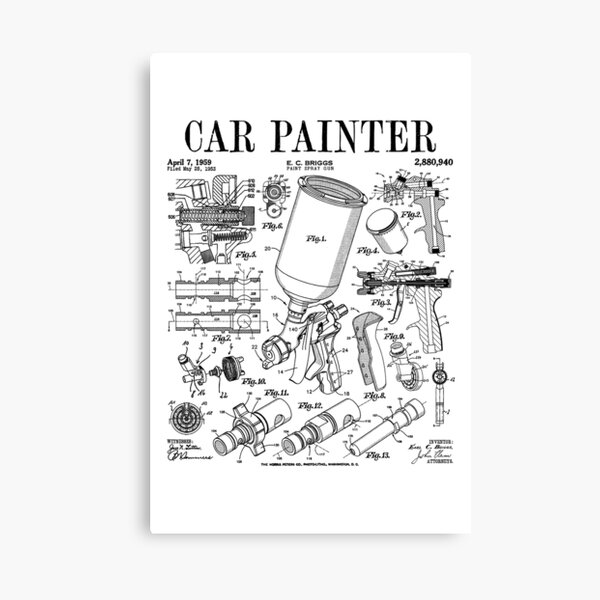 Car Automotive Painter Paint Spray Gun Vintage Patent Print | Canvas Print