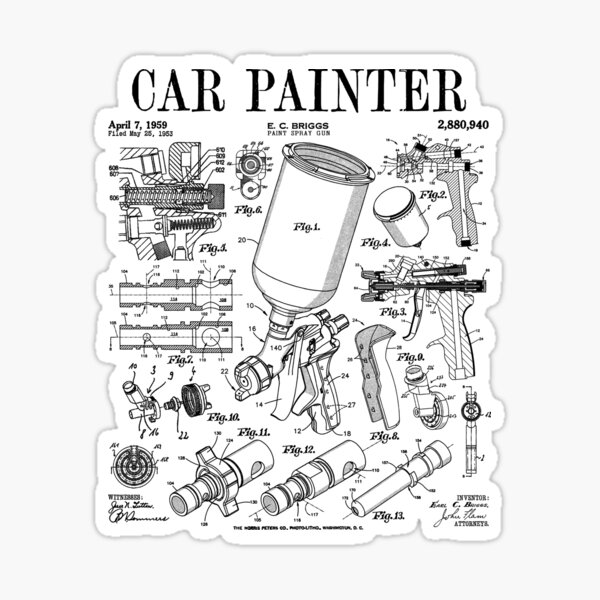 Car Automotive Painter Paint Spray Gun Vintage Patent Print Sticker for  Sale by GrandeDuc