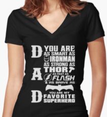 Dad - Superhero - Dad Gifts For Father's Day Women's Fitted V-Neck T-Shirt