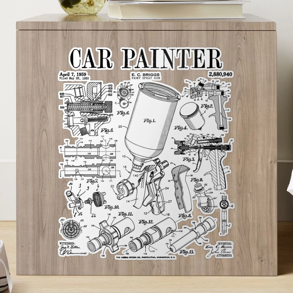 Car Automotive Painter Paint Spray Gun Vintage Patent Print Sticker for  Sale by GrandeDuc