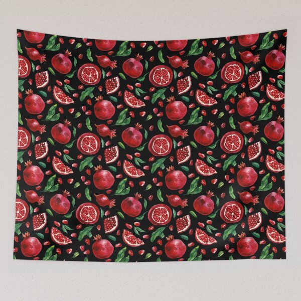 Item preview, Pomegranates pattern black designed and sold by ForestClover.