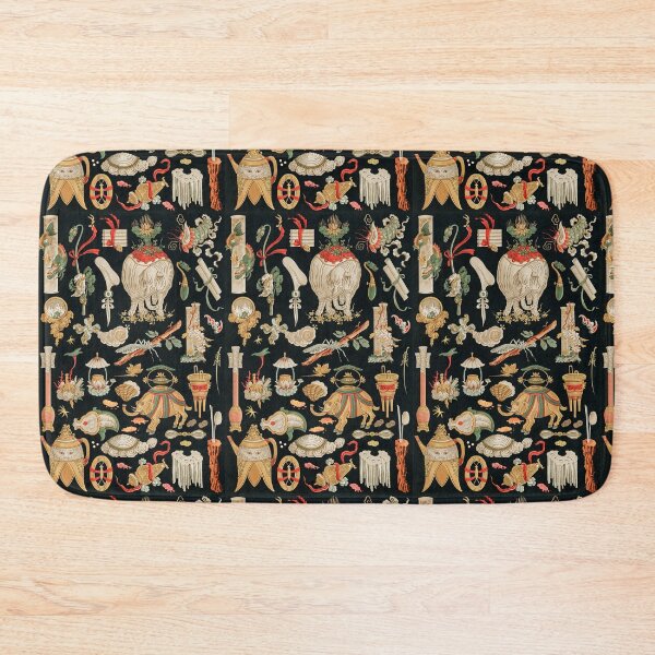 Item preview, Boho oriental pattern in black, gold, red and green colors, Chinese pattern from L'ornement Polychrome (1888) by Albert Racinet designed and sold by KaterinaLog.