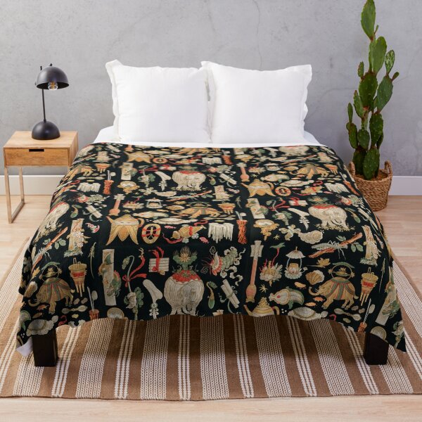 Item preview, Boho oriental pattern in black, gold, red and green colors, Chinese pattern from L'ornement Polychrome (1888) by Albert Racinet designed and sold by KaterinaLog.