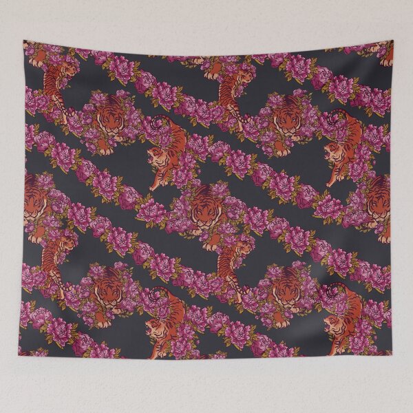 Item preview, Sophisticated pattern with tiger on grey designed and sold by ArtInPi.