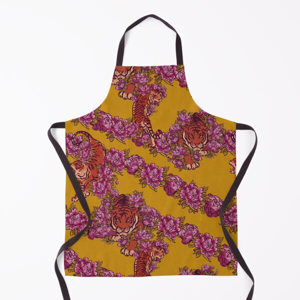 Item preview, Sophisticated pattern with tiger on chartreuse designed and sold by ArtInPi.