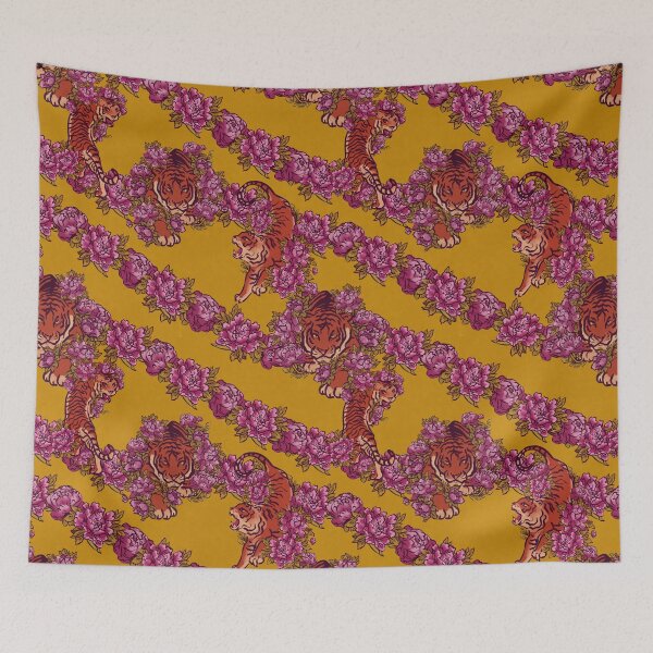 Item preview, Sophisticated pattern with tiger on chartreuse designed and sold by ArtInPi.