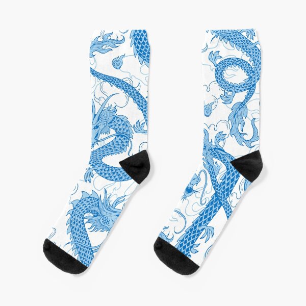 Floral Penis Pattern Blue Socks