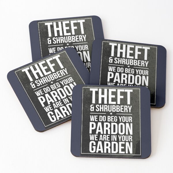 Item preview, Theft and Shrubbery Subway style chant (white text on black) designed and sold by Dpe1974.
