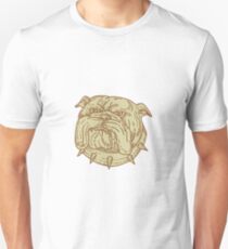 Bulldog Dog Mongrel Head Collar Mono Line Unisex T-Shirt