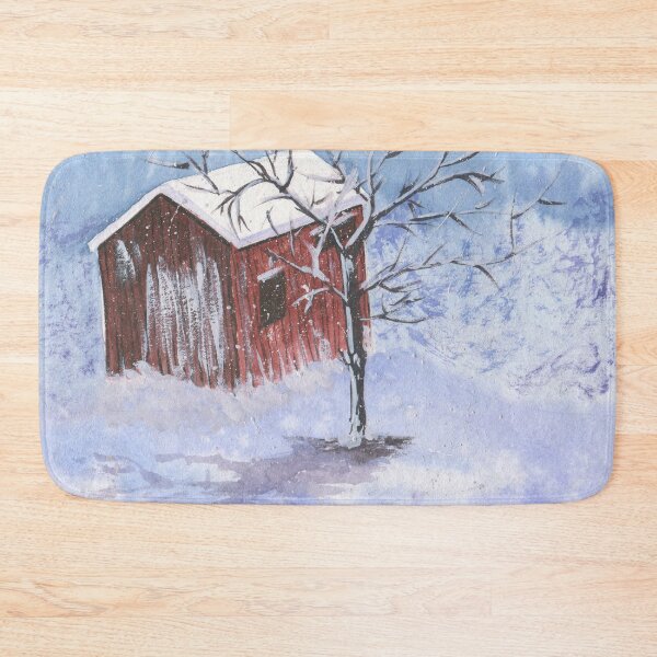 Item preview, Snowy Red Barn Painting Design designed and sold by galleasstudio.