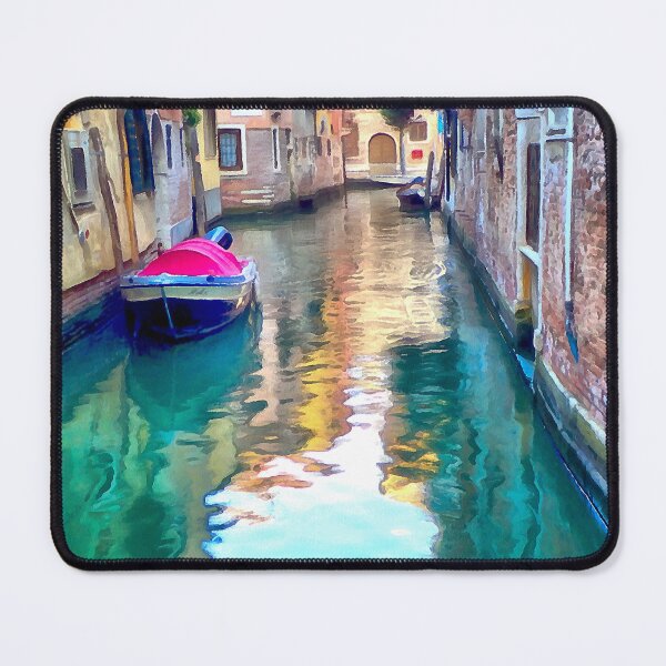 Item preview, Red boat on a Rio in Venice, Italy designed and sold by FOLK ART FUSION by heidiannemorris.