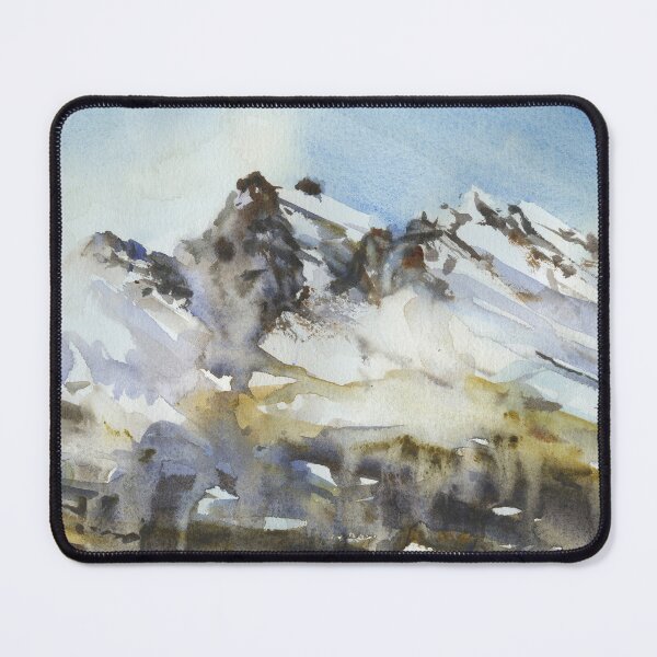 Item preview, Fine art painting landscape artwork mountains snowy decor.  Swiss alps art designed and sold by rfoxphoto.