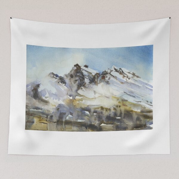 Item preview, Fine art painting landscape artwork mountains snowy decor.  Swiss alps art designed and sold by rfoxphoto.