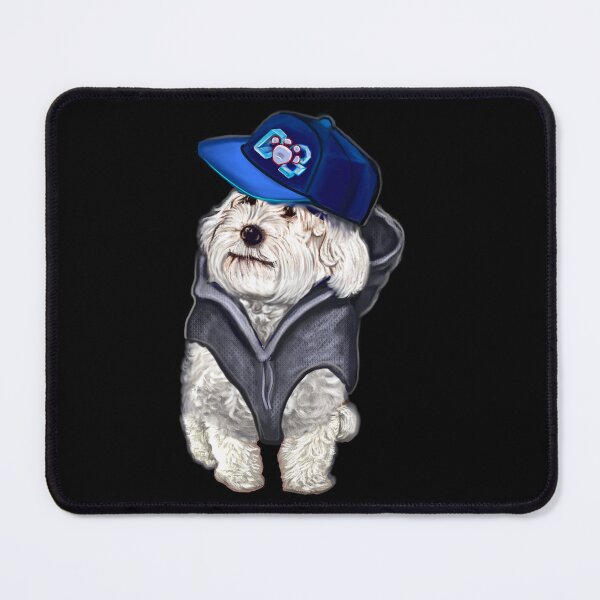 Item preview, Cavalier king charles spaniel dog in fancy dress hoodie and baseball cap,  white Cavapoo dog designed and sold by Artonmytee.