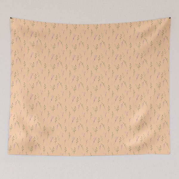 Item preview, Green Peach Violet Field Summer Flowers Pattern designed and sold by Missing In Art.