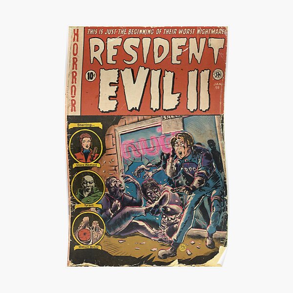 Resident Evil 2 fan art Comic book cover Poster