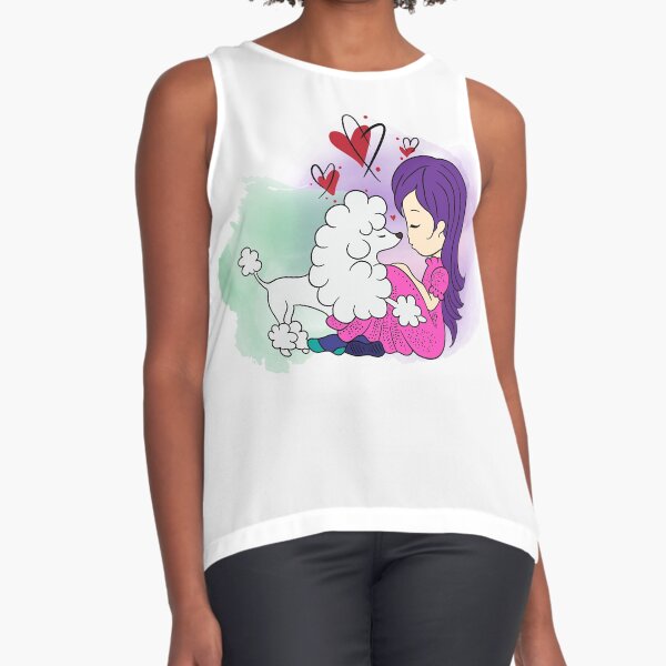 A Girl With A Poodle Sleeveless Top