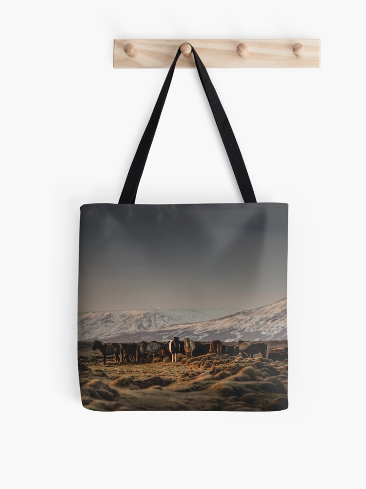 Thumbnail 1 of 2, Tote Bag, Icelandic Horses I designed and sold by hraunphoto.