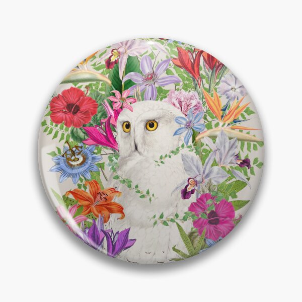 Item preview, Snowy Owl In The Tropics And Beautiful Decorative Vintage Tropical Flowers designed and sold by TrulyEpoque.