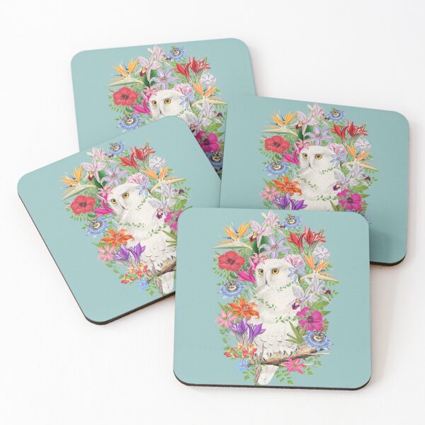 Item preview, Snowy Owl In The Tropics And Beautiful Decorative Vintage Tropical Flowers designed and sold by TrulyEpoque.