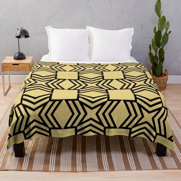 Aperçu de l'œuvre Black and Yellow Geometric Star Square Pattern Pairs DE 2022 Popular Color Gatsby Glitter DET496 créée et vendue par ColorOfTheYears.