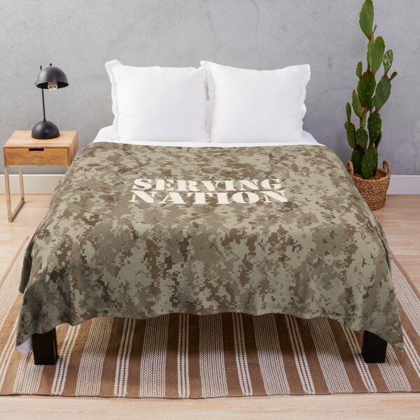 Item preview, NWU type II AOR-1, desert digital camouflage pattern swatch. US. Marines, US. Navy text: SERVING NATION typographic designed and sold by NineJuly.