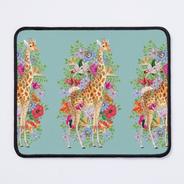 Artikelvorschau, Giraffe in den Tropen und schöne dekorative Vintage-Tropenblumen entworfen und verkauft von TrulyEpoque.