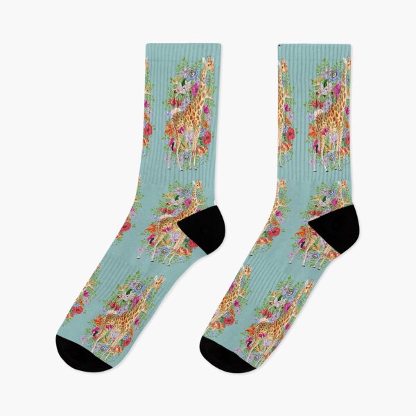 Item preview, Giraffe In The Tropics And Beautiful Decorative Vintage Tropical Flowers designed and sold by TrulyEpoque.