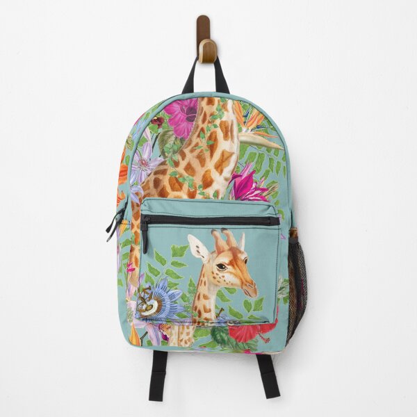 Artikelvorschau, Giraffe in den Tropen und schöne dekorative Vintage-Tropenblumen entworfen und verkauft von TrulyEpoque.