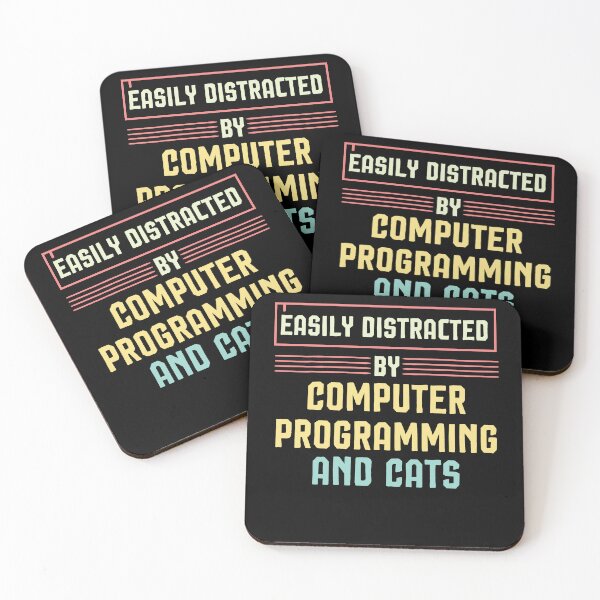 Item preview, Easily Distracted By Computer Programming And Cats ,Programmer Gift designed and sold by Noussairox.