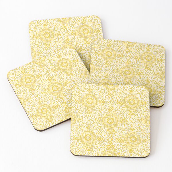 Item preview, Turmeric Yellow & White Zentangle Mandala Pattern designed and sold by MysticMagpie.